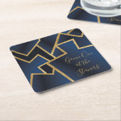 金ゴールドブルードリードル スクエアペーパーコースター (アングル)