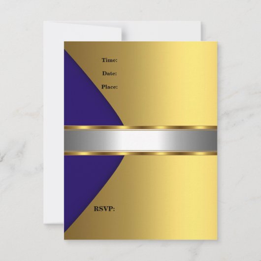 金ゴールドブルーネイビー招待状50thバースデーパーティー 招待状 (裏面)