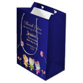 金ゴールドブルーバレリナキャット子供の誕生日パーティー ミディアムペーパーバッグ (裏面アングル)