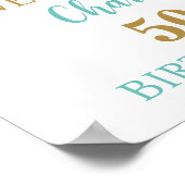 金ゴールドブルーバースデーカスタムタパーティー12x18写真 ポスター (角)