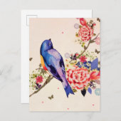 金ゴールドブルーバードレッドフローラ蝶グリッター 案内ポストカード (正面/裏面)