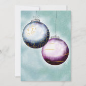 金ゴールドブルーパープルクリスマスボールファミリー写真 シーズンカード (正面)