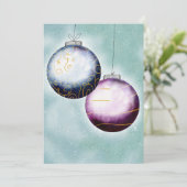 金ゴールドブルーパープルクリスマスボールファミリー写真 シーズンカード (スタンド正面)