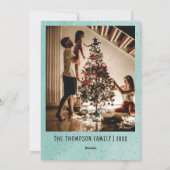 金ゴールドブルーパープルクリスマスボールファミリー写真 シーズンカード (裏面)