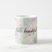 金ゴールドブルーパープルミント絞り染めレオパール コーヒーマグカップ (中央)