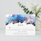 金ゴールドブルーパープルRSVPカード水彩インク 出欠カード (スタンド正面)