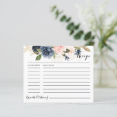 金ゴールドブルーピンクフローラブライダルシャワーレシピカード (スタンド正面)