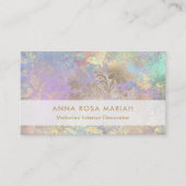 *～*金ゴールドブルーピンクヴィンテージアンティーク古ダマスク 名刺 (正面)