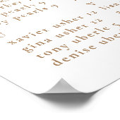 金ゴールドブルーピンク結婚アルファベット座席表 ポスター (角)