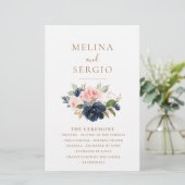 金ゴールドブルーピンク花結婚式 プログラム (スタンド正面)