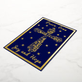 金ゴールドブルーピースラブジョーホープ交差クリスマス 箔シーズンカード (回転した状態)