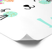 金ゴールドブルーフローラうさぎ顔子供部屋ポスター名 ポスター (角)