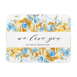 金ゴールドブルーフローラハッピーマザーデー  マグネット