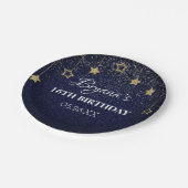 金ゴールドブループロムアンダースターズスターリーナイト誕生日 ペーパープレート (アングル)
