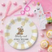 金ゴールドブルーベアーバルーンベビーシャワー紙プレート ペーパープレート (パーティー)