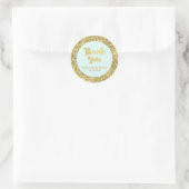 金ゴールドブルーベビーシャワーありがとうお気に入りシール ラウンドシール (バッグ)