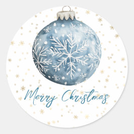 金ゴールドブルーホワイトクリスマススノーフレークオーナメント ラウンドシール