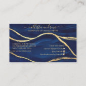 金ゴールドブルーマーブルシグネチャースクリプトメイクアップヘアバス 名刺 (裏面)