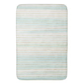 金ゴールドブルーミントホワイトビーチウォーターカラーストライプ   バスマット (正面縦)