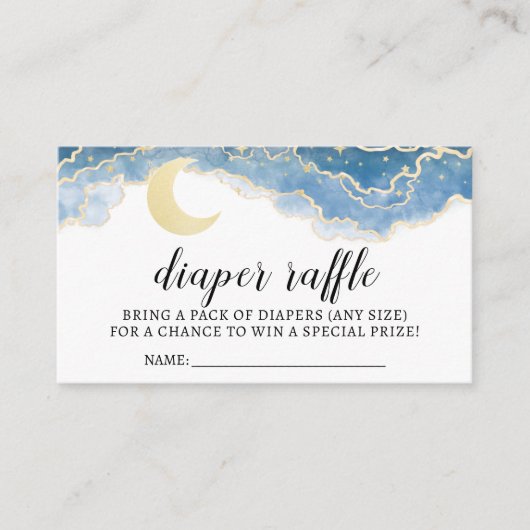 金ゴールドブルームーンおむつラッフルベビーシャワーカード エンクロージャーカード (正面)