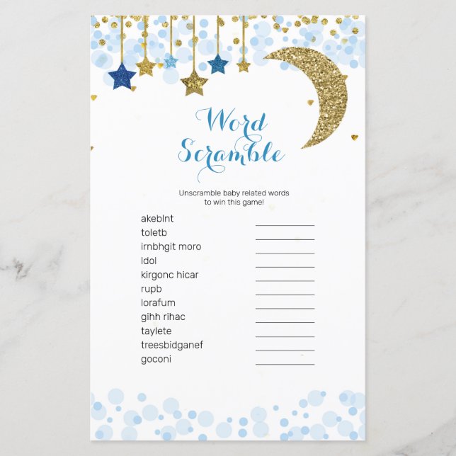 金ゴールドブルームーンウォーター色ワードスクランブルゲーム， (正面)