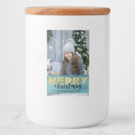 金ゴールドブルーモダンメリークリスマス写真食品ラベル フードラベル