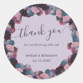 金ゴールドブルーラベンダーパープルアジサイ結婚ズ ラウンドシール (正面)