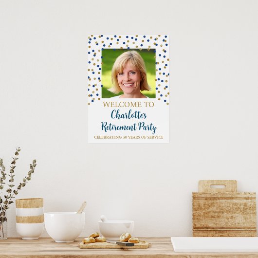 金ゴールドブルーリタイアカスタムメントパーティー18x24写真 ポスター (キッチン)