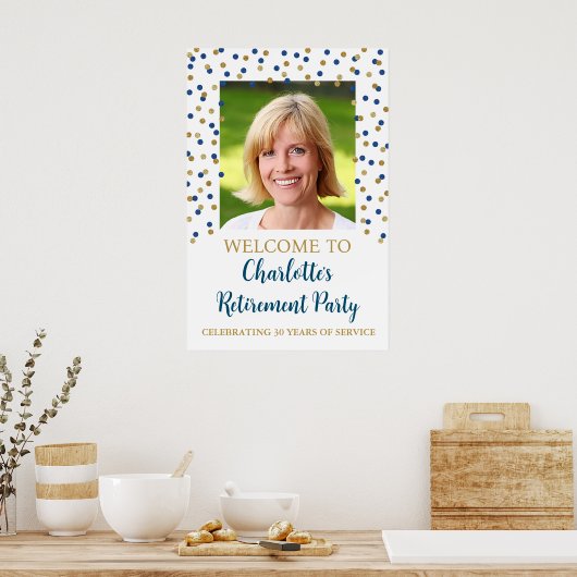 金ゴールドブルーリタイアカスタムメントパーティー20x30写真 ポスター (キッチン)