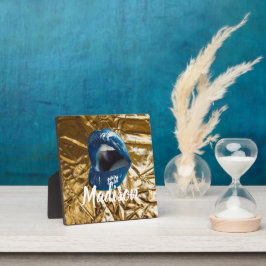 金ゴールドブルーリップメイクアップ美しいカスタムパーソナライズされたP フォトプラーク