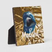 金ゴールドブルーリップメイクアップ美しいカスタムパーソナライズされたP フォトプラーク (正面)