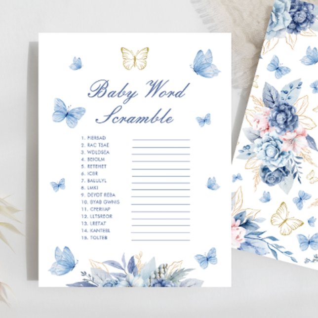 金ゴールドブルーリトルバタフライベビー単語スクランブルゲーム (クリエイターアップロード済み)