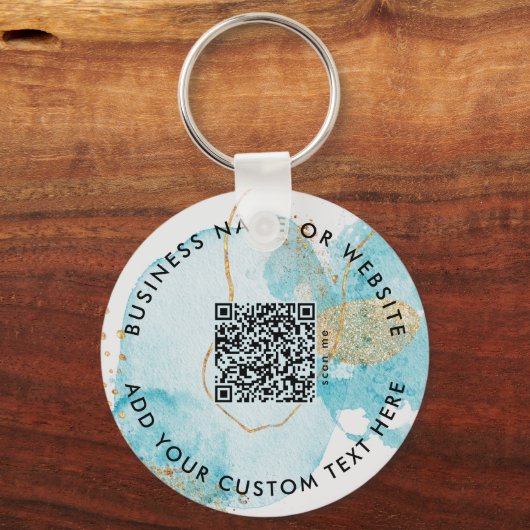 金ゴールドブルーレイクロゴ&QRコード会社キーチェーン キーホルダー (裏面)