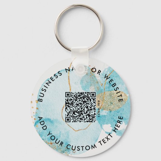 金ゴールドブルーレイクロゴ&QRコード会社キーチェーン キーホルダー (裏面)