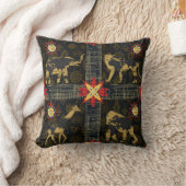 金ゴールドブルーレッドサファリワールドマップアフリカ動物 クッション (ブランケット)