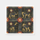 金ゴールドブルーレッドサファリワールドマップアフリカ動物 スタンダードカクテルナプキン (正面)