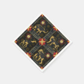 金ゴールドブルーレッドサファリワールドマップアフリカ動物 スタンダードカクテルナプキン (角)