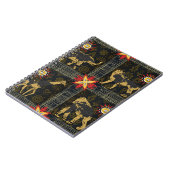 金ゴールドブルーレッドサファリワールドマップアフリカ動物 ノートブック (左側)