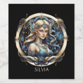 金ゴールドブルーヴァージンタイポグラフィ星占い記号《星座》乙女座 ワインラベル (シングルラベル)