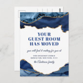 金ゴールドブルー大理石の新しいアドレスの移動告知 ポストカード (正面/裏面)