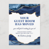 金ゴールドブルー大理石の新しいアドレスの移動告知 ポストカード (正面)