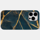 金ゴールドブルー大理石クール Case-Mate iPhoneケース (裏面 (横))