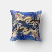 金ゴールドブルー抽象芸術アルコールインクスクエア装飾用クッション クッション (正面)