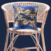 金ゴールドブルー抽象芸術アルコールインクスクエア装飾用クッション クッション