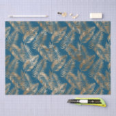 金ゴールドブルー熱帯葉 薄葉紙 (クラフト)