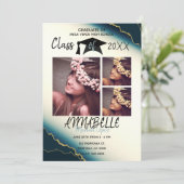 金ゴールドブルー瑪瑙の卒業パーティー3写真 招待状 (スタンド正面)