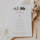 金ゴールドブルー結婚ピンクのテーブル6シーティングチャートカード 招待状