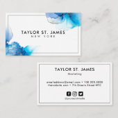 金ゴールドブルー絵画（ばちゃばちゃ）跳ねるプロフェッショナル 名刺 (正面/裏面)