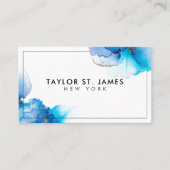 金ゴールドブルー絵画（ばちゃばちゃ）跳ねるプロフェッショナル 名刺 (正面)