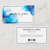 金ゴールドブルー絵画(ばちゃばちゃ)跳ねるプロフェッショナル 名刺 (正面/裏面)